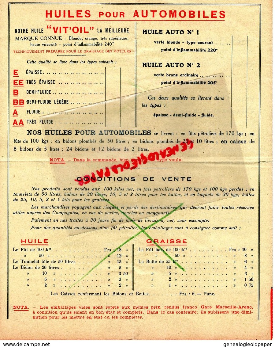 13- MARSEILLE- NEW YORK- PARIS-RARE LETTRE PLAINFIELD REFINING OIL- HUILES MINERALES VIT 'OIL- TASSO FRERES 1920 - Cars