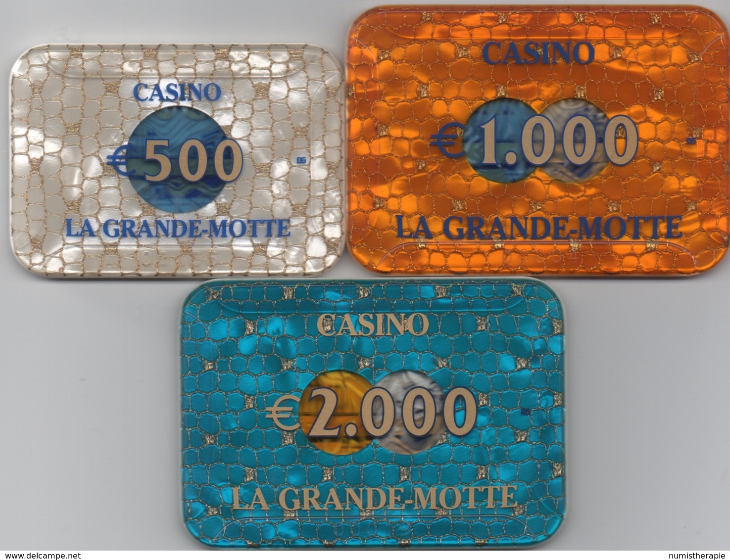 Lot De 3 Grosses Plaques De Casino La Grande Motte €500 €1000 €2000 - Casino