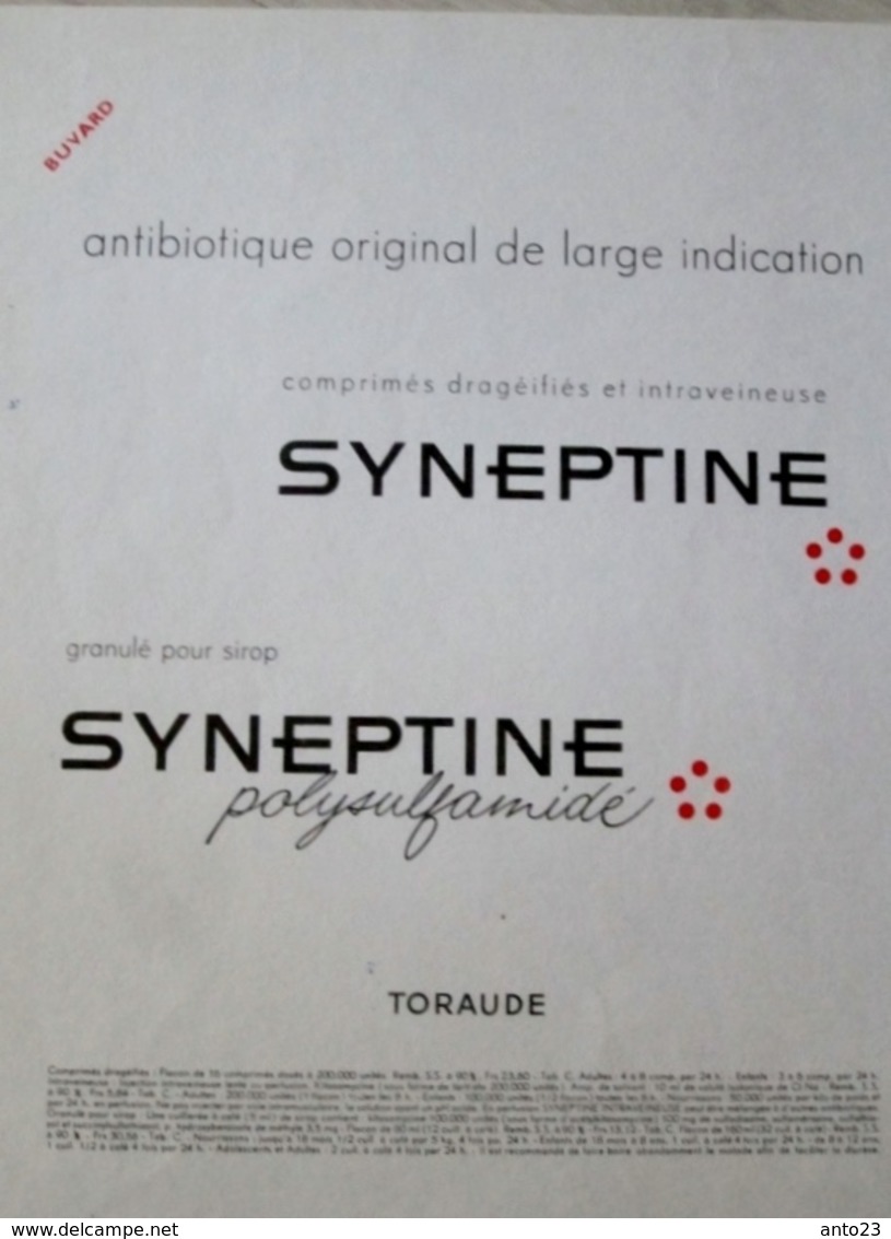 BUVARD : SYNEPTINE Toraude Grand Format . (Pharmacie) - Produits Pharmaceutiques