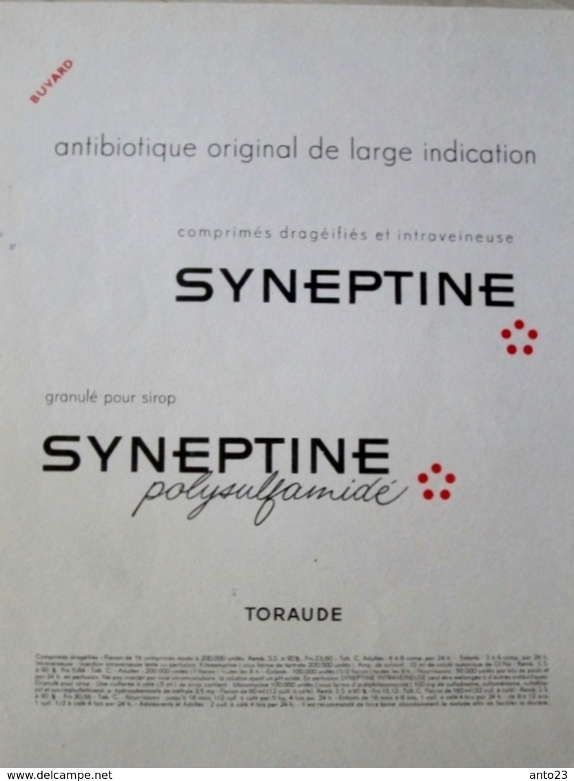 BUVARD : SYNEPTINE Toraude Grand Format . (Pharmacie) - Produits Pharmaceutiques