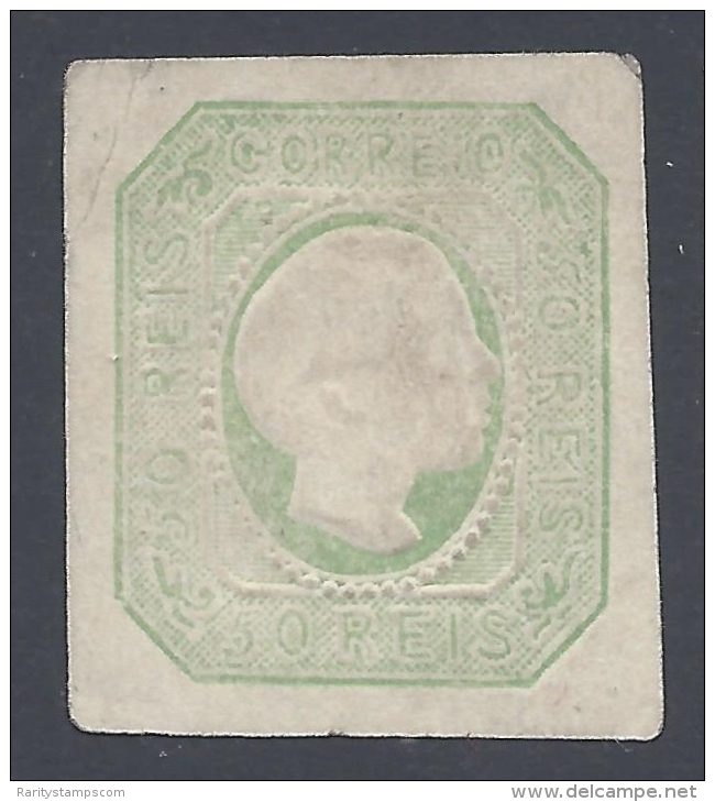 PORTUGAL 1855 DOM PEDRO V 50r GREEN N&ordm; 7 ESSAY ON  CARTON PAPER - Unused Stamps