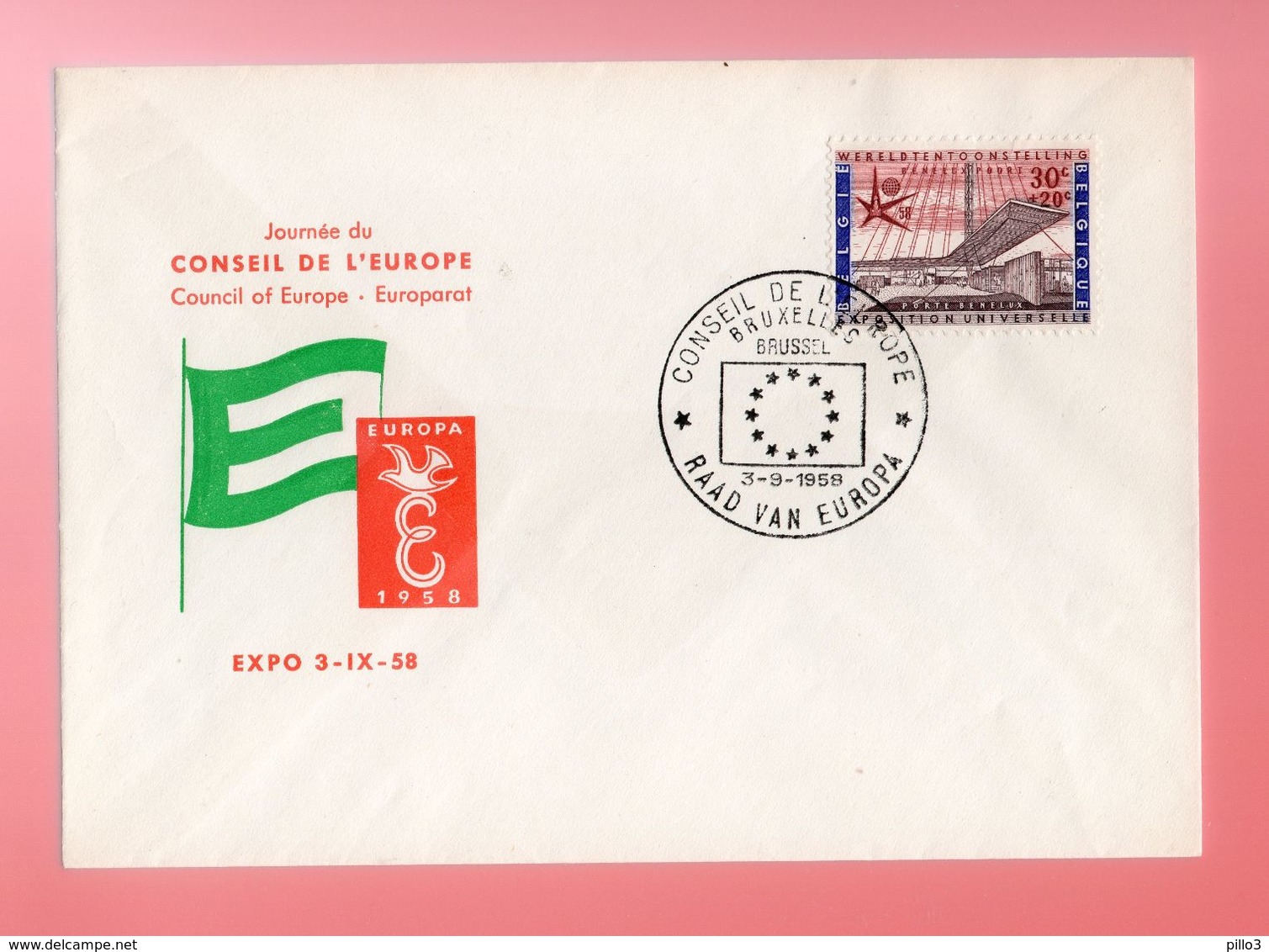 BELGIO : Annullo  G.ta Del Consiglio D'Europa -   Bruxelles  3.09.1958 - Poste Rurale