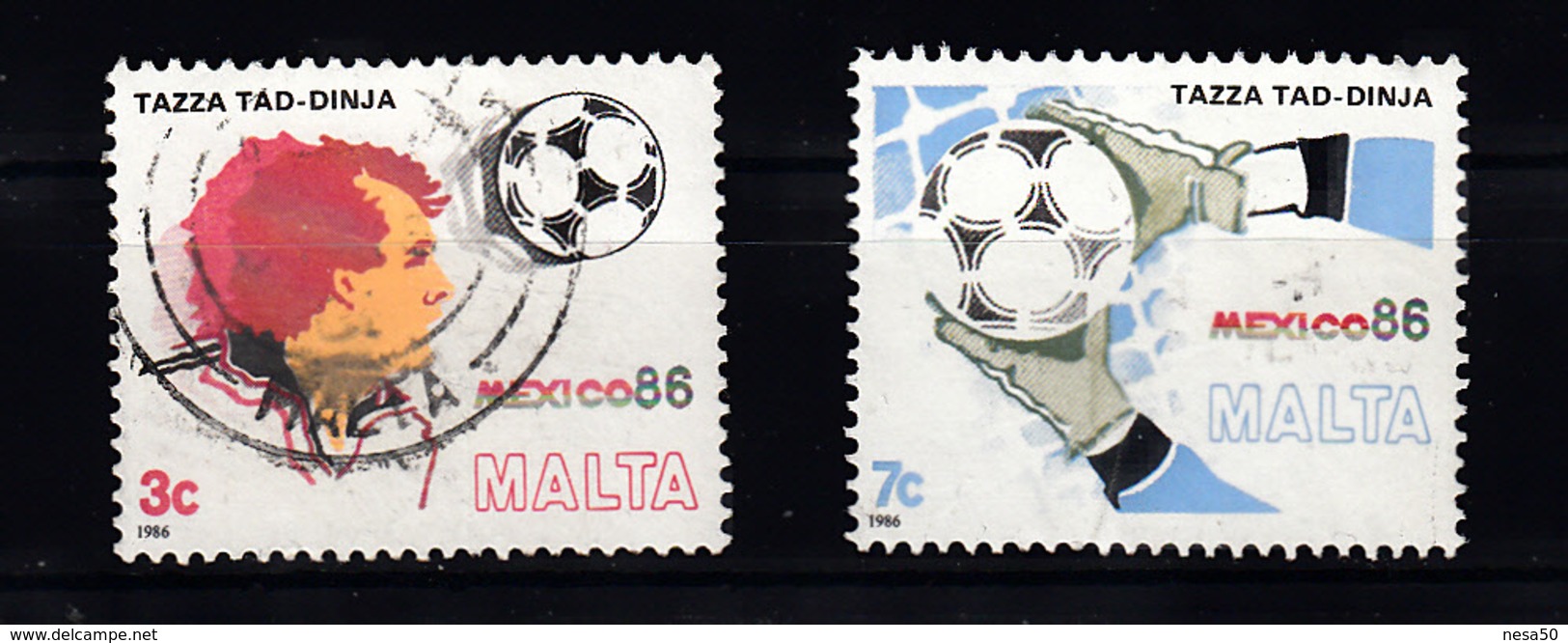 Malta 1986 Mi Nr 748 + 749 Voetbal, Football,  WK Mexico - Malte