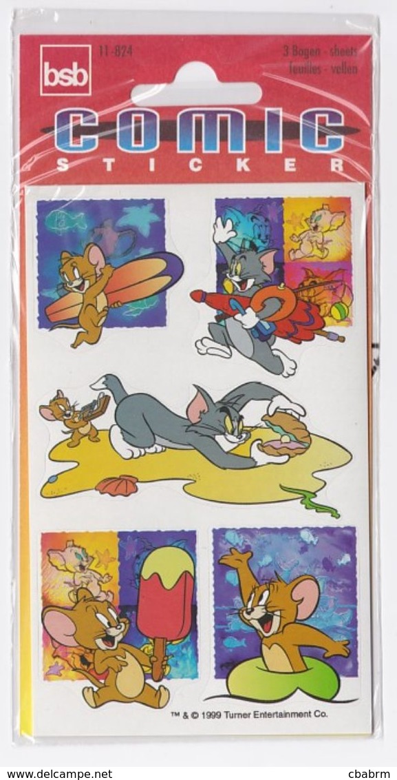 Pochette De 3 Feuilles De Stickers TOM Et JERRY Pour Décorer Cahiers Livres - Scrapbooking