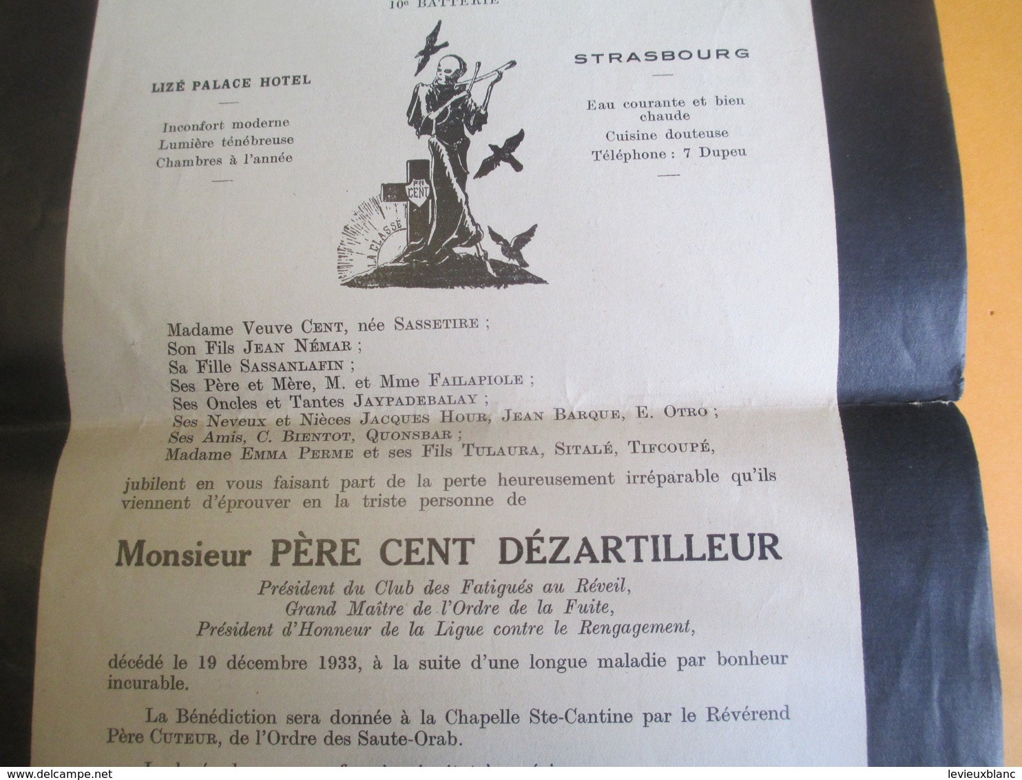 Militaria/Pére Cent/403e D.C.A./Monsieur Pére Cent Dézartilleur/TOUL/METZ/STRASBOURG/BELFORT/1933      VPN139 - Documents