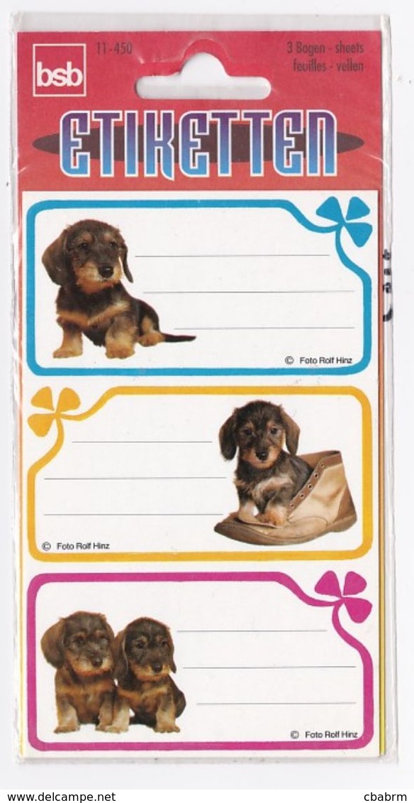 Pochette De 3 Feuilles D'étiquettes Pour Cahiers Livres CHIENS CHIOTS CHIEN - Scrapbooking