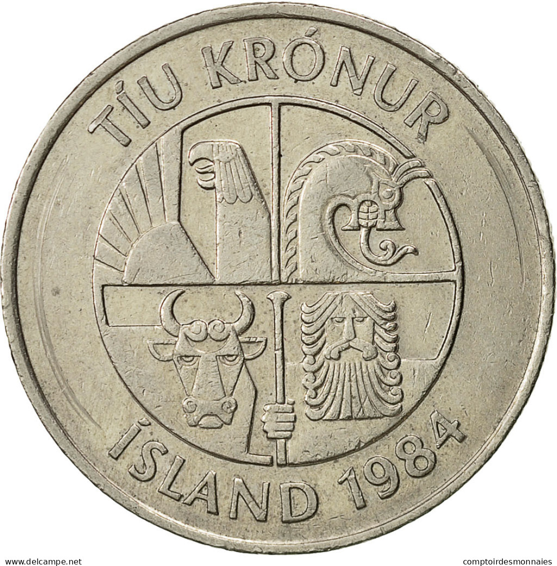 Iceland, 10 Kronur, 1984, TTB, Copper-nickel, KM:29.1 - IJsland