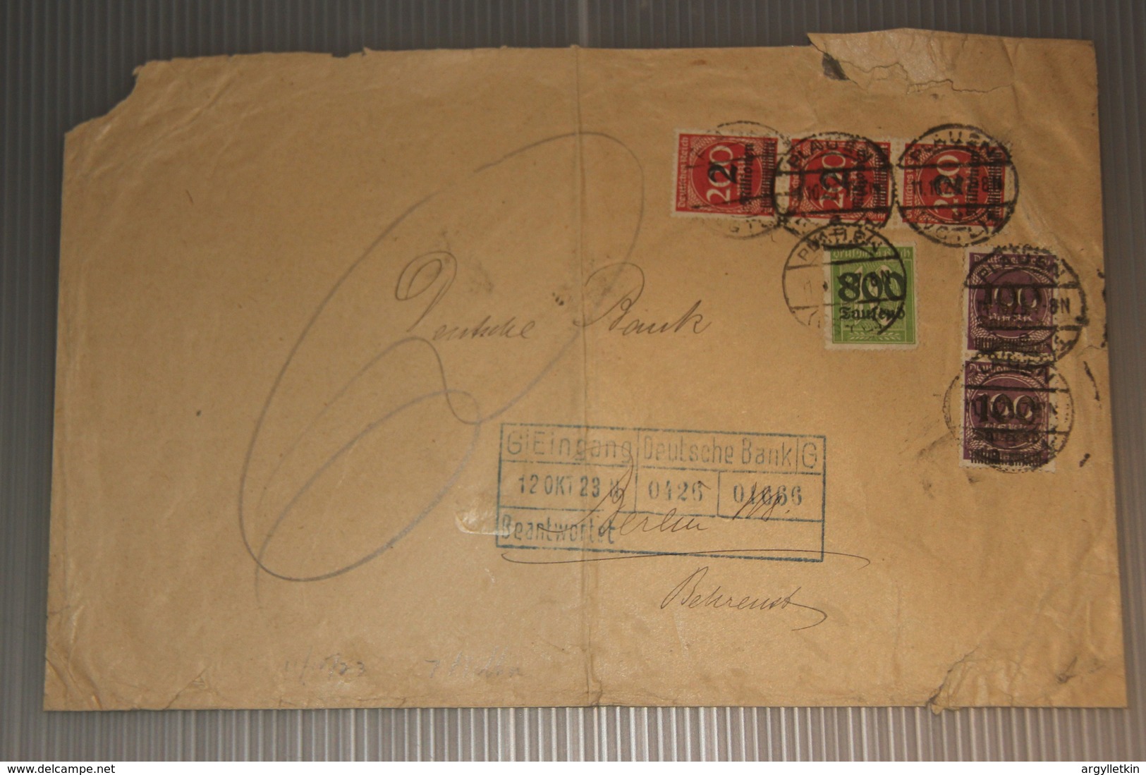 GERMANY 1923 INFLATION MAIL 10th TO 19th OCTOBER - Covers & Documents