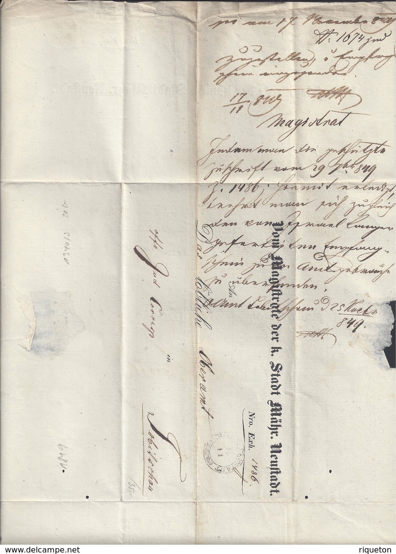 TCHECOSLOVAQUIE - 1849 - Document "Magistrature Du Roi Mahr. Neuftadt" - B/TB - - ...-1918 Préphilatélie