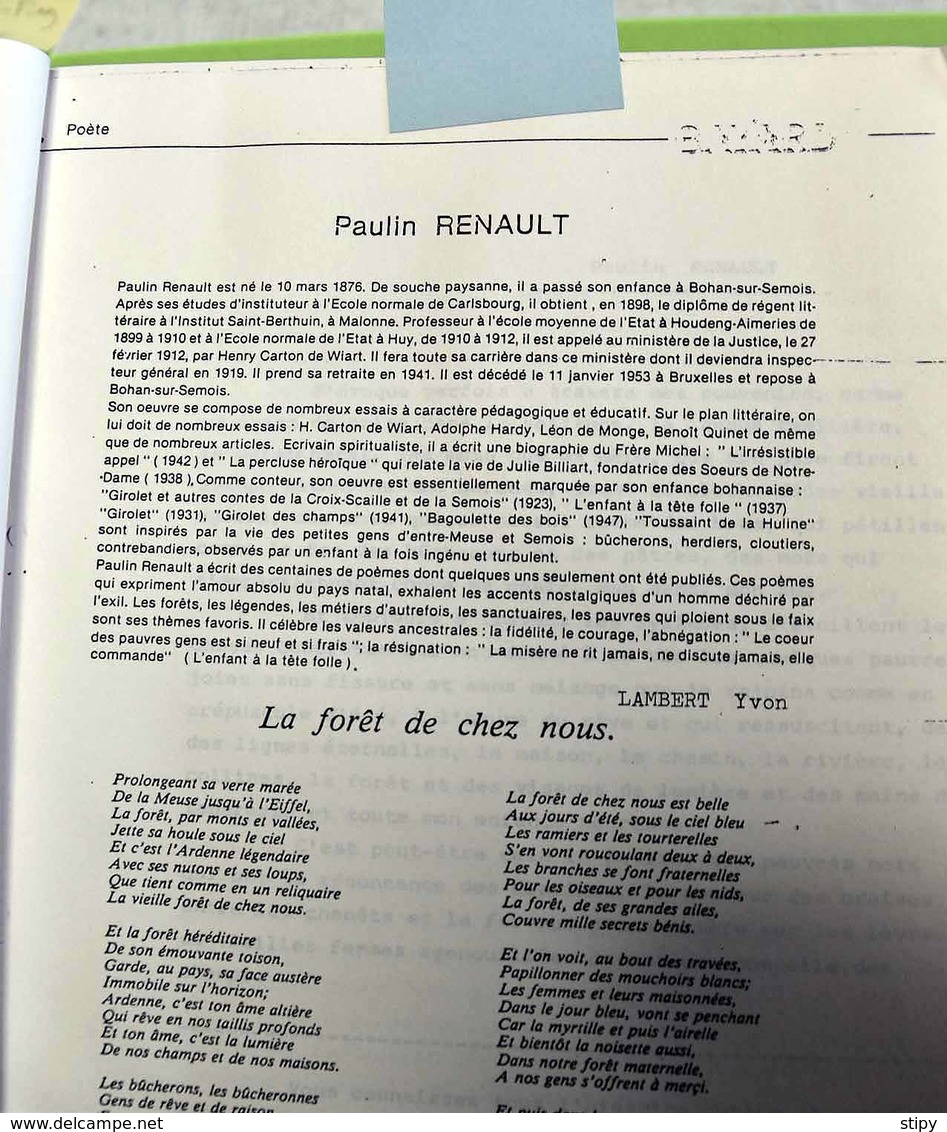 Bohan-sur-Semois (Vresse), Paulin Renault, Poèmes 1876-1953, 1988, 148 Pages, 147 Poèmes. - België