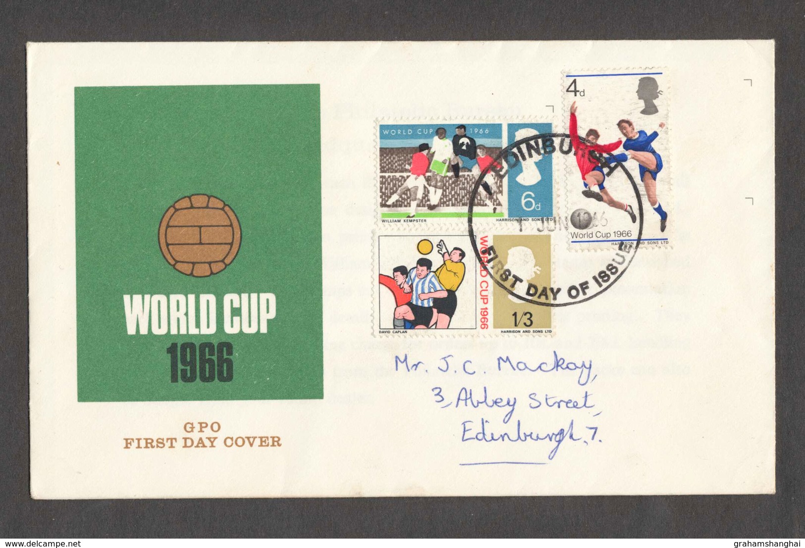 GB FDC World Cup 1966 Football Sports Edinburgh Postmark - 1952-1971 Pre-Decimal Issues