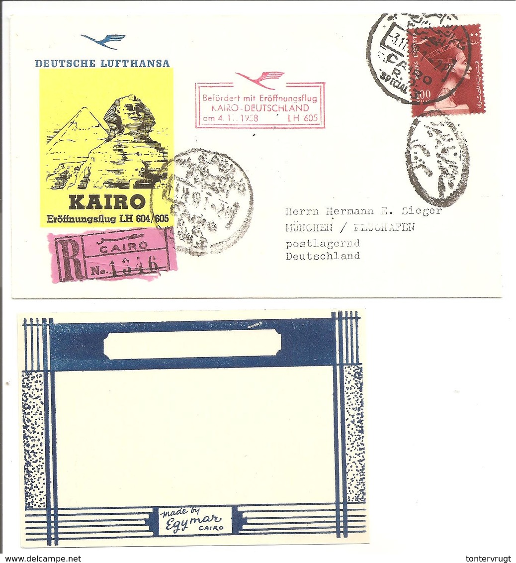 Lufthansa LH605 CAIRO-DEUTSCHLAND 4.1.1958 - Posta Aerea