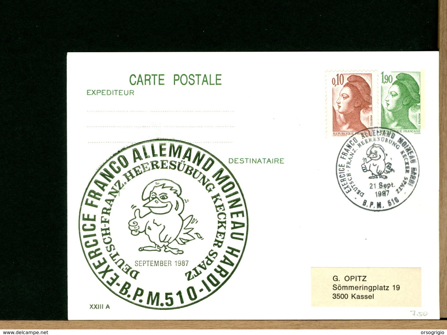 DEUTSCHE - INGOLSTADT DONAU - MOINEAU HARDI - KOHL - MITTERAND - Conseil De Défense Franco-allemand - Privé Postkaarten - Ongebruikt