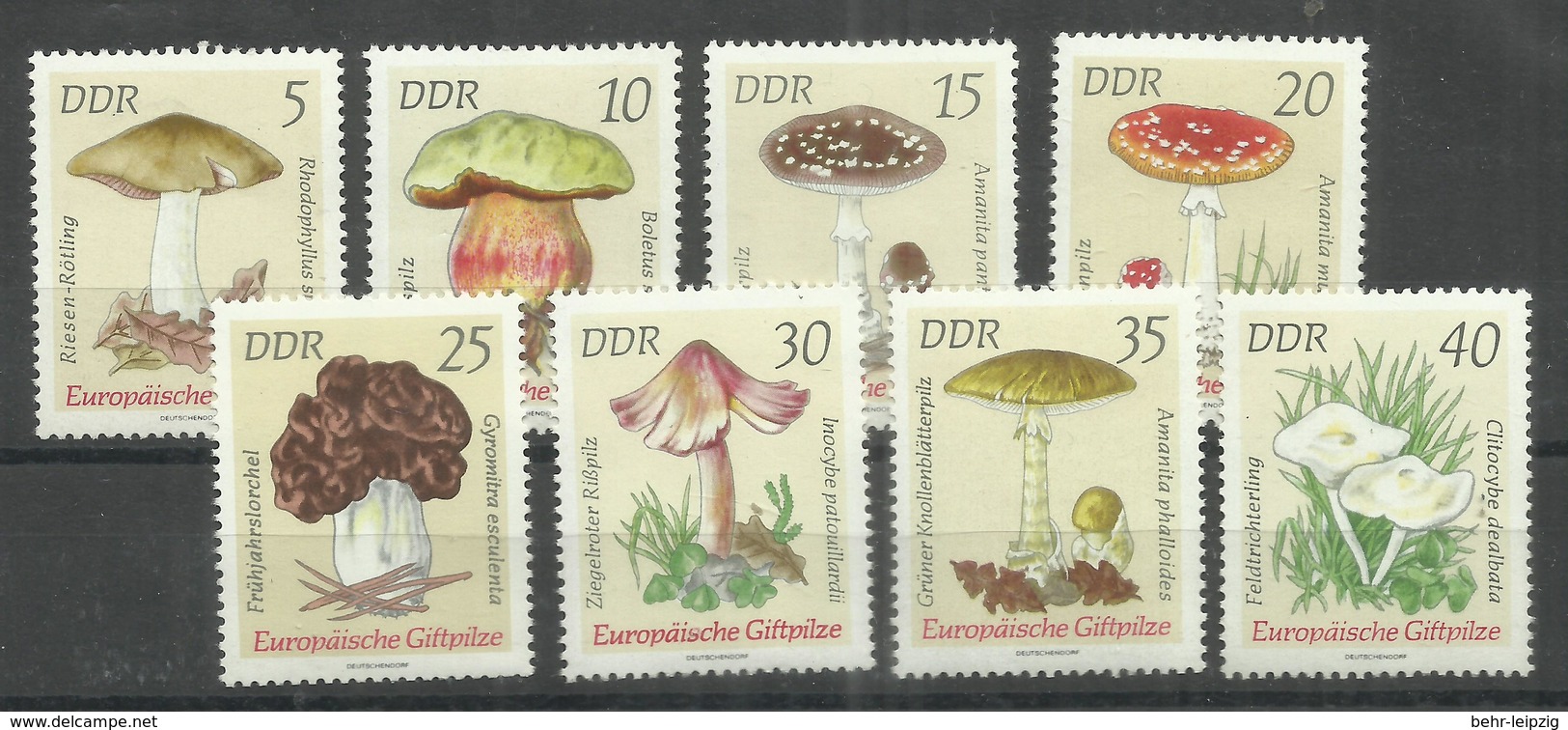DDR 1933-1940 "8 Briefmarken Mit Giftigen Pilzen, Satz Kpl." Postfrisch Mi.-Preis 3,50 - Champignons