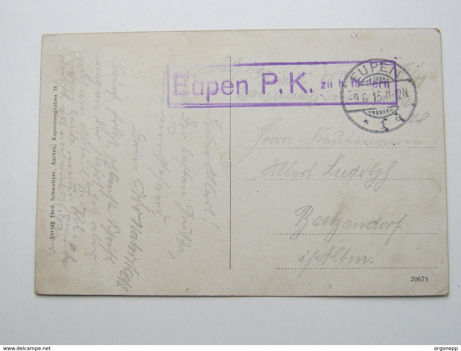 1915 , EUPEN -  P.K. , Carte Militaire Allemagne - OC55/105 Eupen & Malmédy