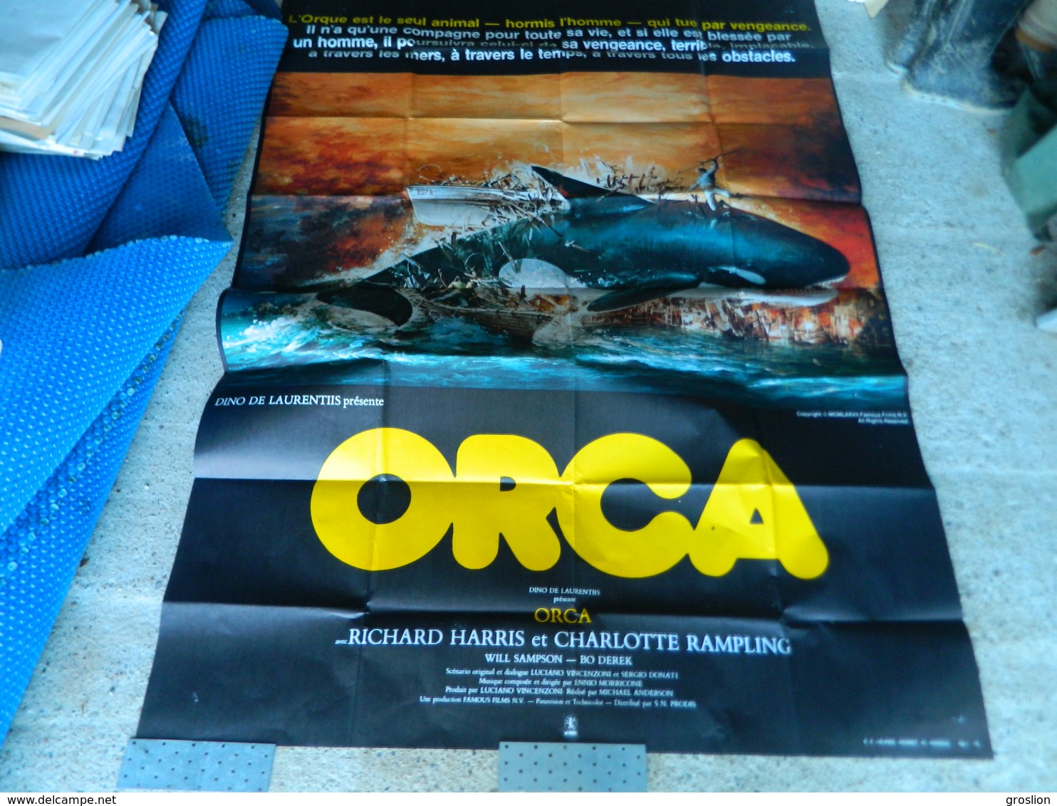 AFFICHE DE CINEMA ORCA FILM DE DINO DE LAURENTIS AVEC RICHARD HARRIS CHARLOTTE RAMPLING (ILLUSTRATION ORQUE) - Posters