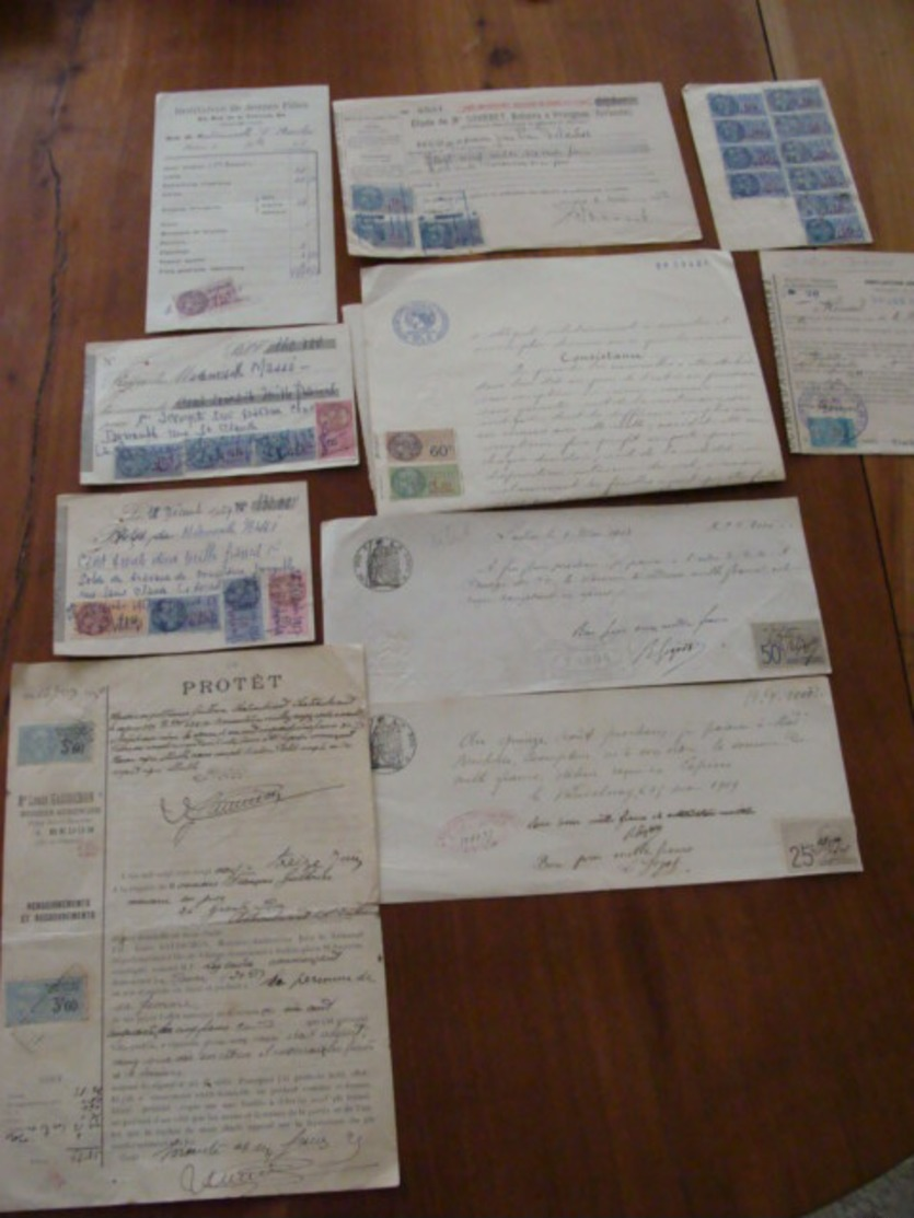 LOT 175 DOCUMENTS AVEC TIMBRE FISCAL DIMENSION .... VOIR PHOTOS DU LOT  EMPIRE AUX ANNEES 1930