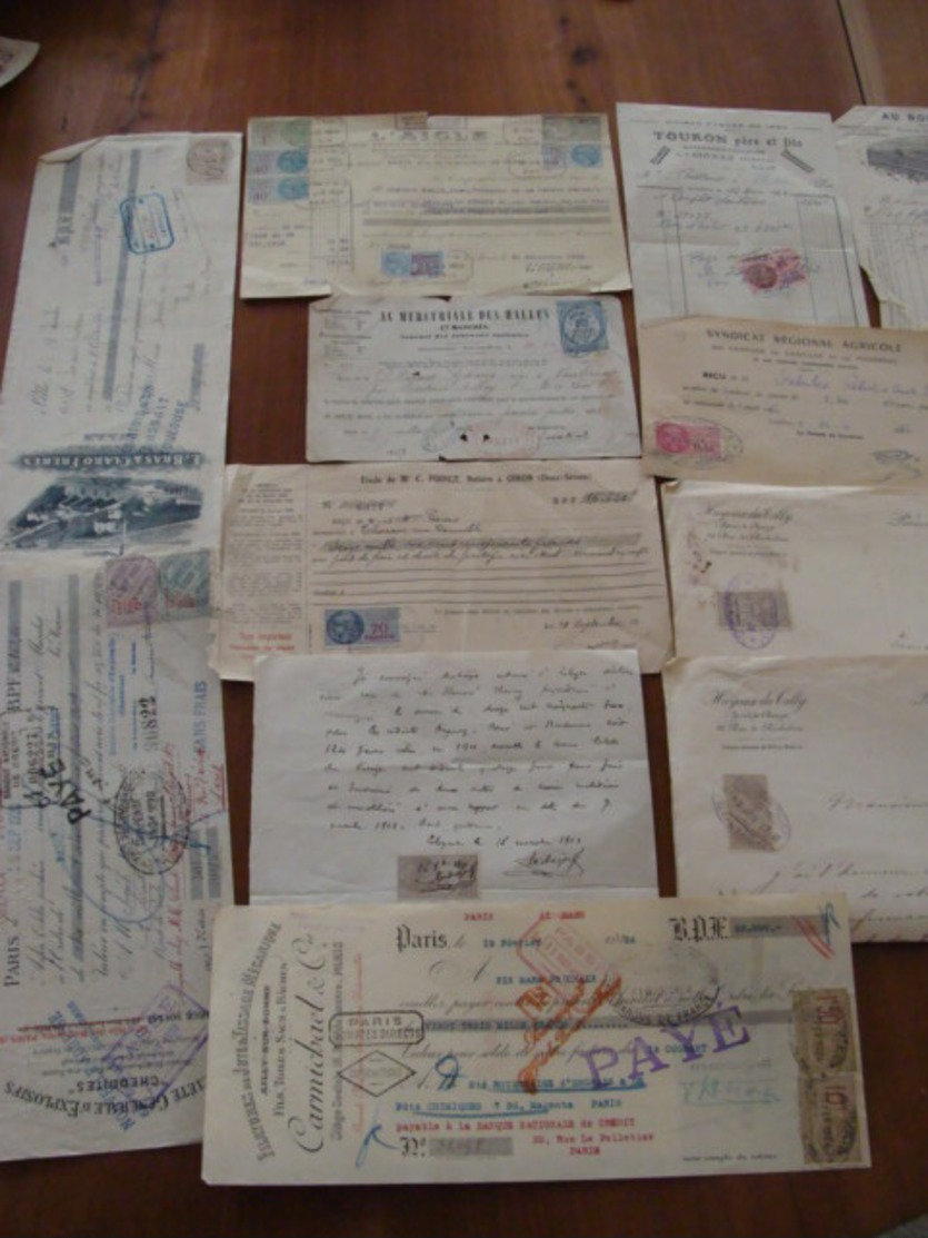 LOT 175 DOCUMENTS AVEC TIMBRE FISCAL DIMENSION .... VOIR PHOTOS DU LOT  EMPIRE AUX ANNEES 1930