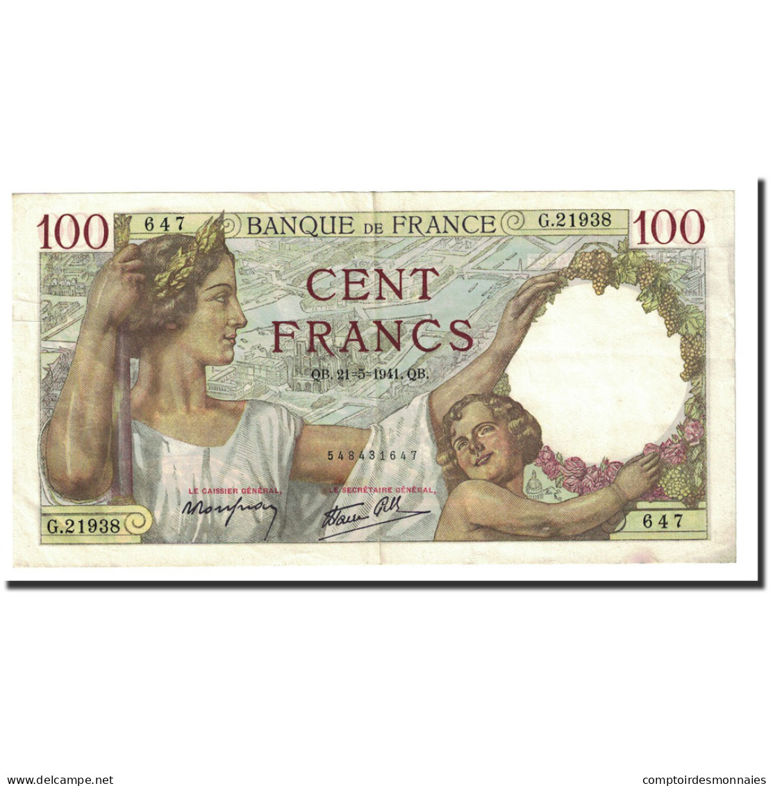 France, 100 Francs, 100 F 1939-1942 ''Sully'', 1941-05-21, SUP, Fayette:26.52 - 100 F 1939-1942 ''Sully''