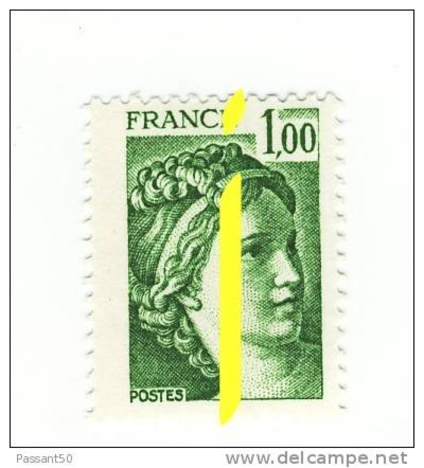 Sabine 1fr Vert YT 1973 Avec Phosphore à Cheval Et Au Centre . Superbe Et Rare , Voir Le Scan . Maury N° 1973f : 12 € . - Neufs