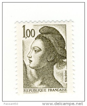 Liberté 1fr Olive  YT 2185b Sans Phosphore Et GOMME BRILLANTE . Voir Le Scan . Cote Maury N° 2190d : 15 € . - Neufs