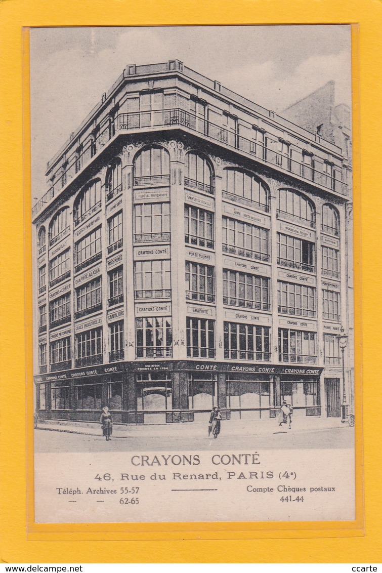 PARIS -75004- INDUSTRIES - COMMERCES - CRAYONS CONTE, 46 RUE DU RENARD (Carte De Demande D'échantillons) - Arrondissement: 04