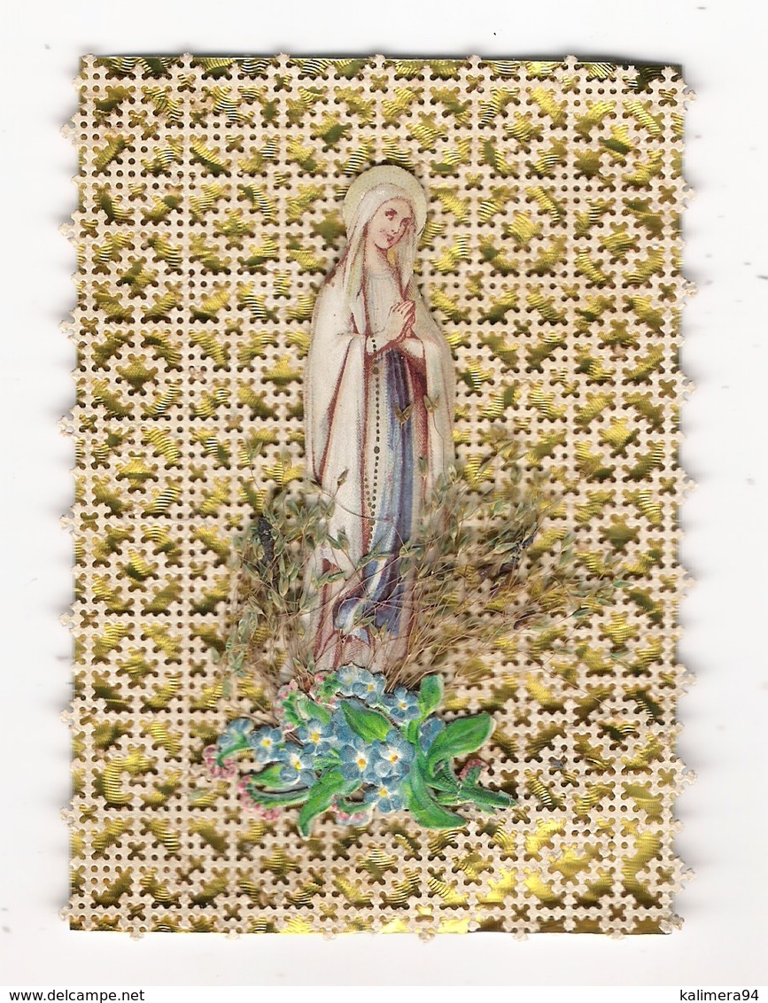 IMAGE  PIEUSE  ( CANIVET Vers 1850 , Avec Découpis, Chromo Et Herbes Sèches, Fleurs Séchées ) - Imágenes Religiosas