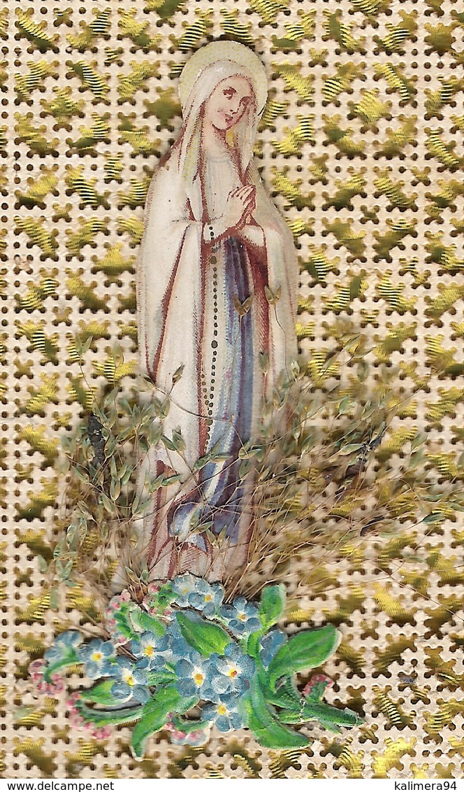 IMAGE  PIEUSE  ( CANIVET Vers 1850 , Avec Découpis, Chromo Et Herbes Sèches, Fleurs Séchées ) - Imágenes Religiosas