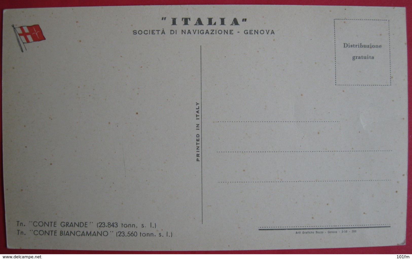 "CONTE GRANDE" - "ITALIA", SOCIETA DI NAVIGAZIONE GENOVA - Passagiersschepen