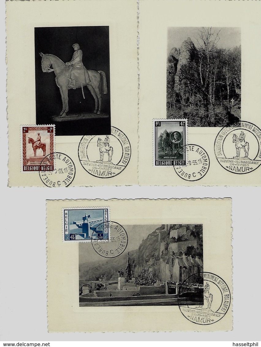 Belgie 938/40  - Maximumkaarten - Nationaal Monument Z.M. Koning Albert I - 1951-1960