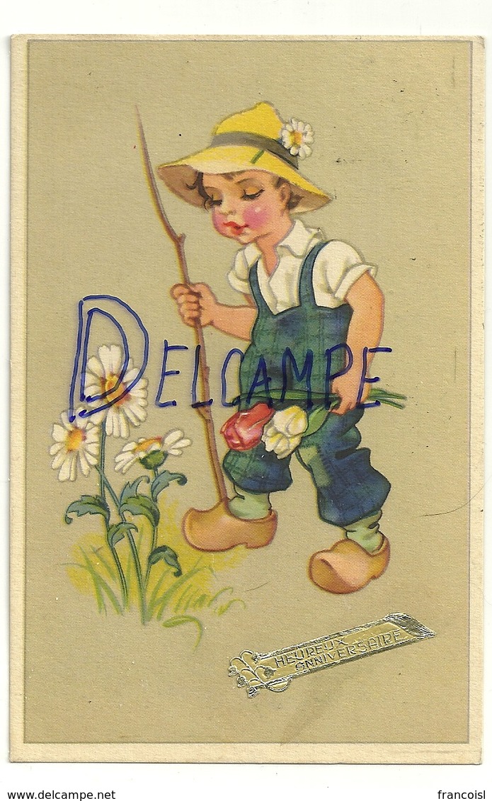 Heureux Anniversaire. Petit Jardinier. Marguerites, Tulipes. Coloprint Spécial 5144 - Verjaardag