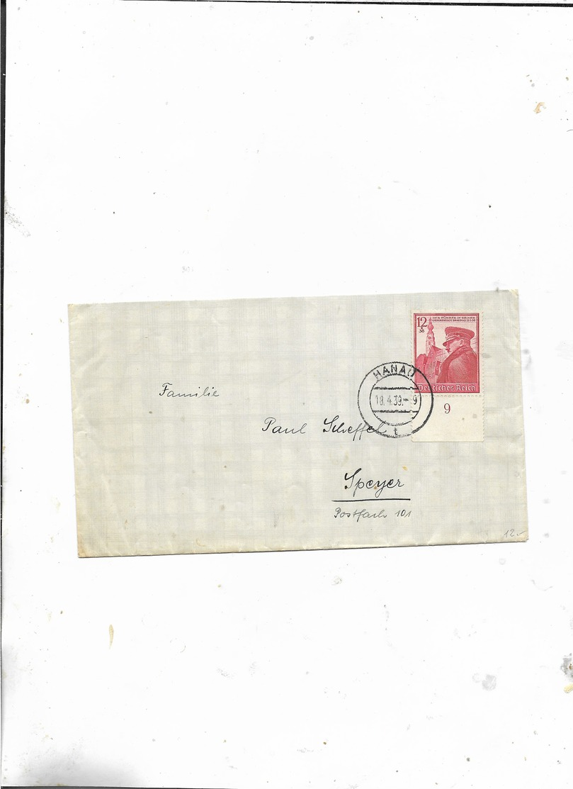 Brief Von Hanau Nach Speyer 1939! - Briefe U. Dokumente