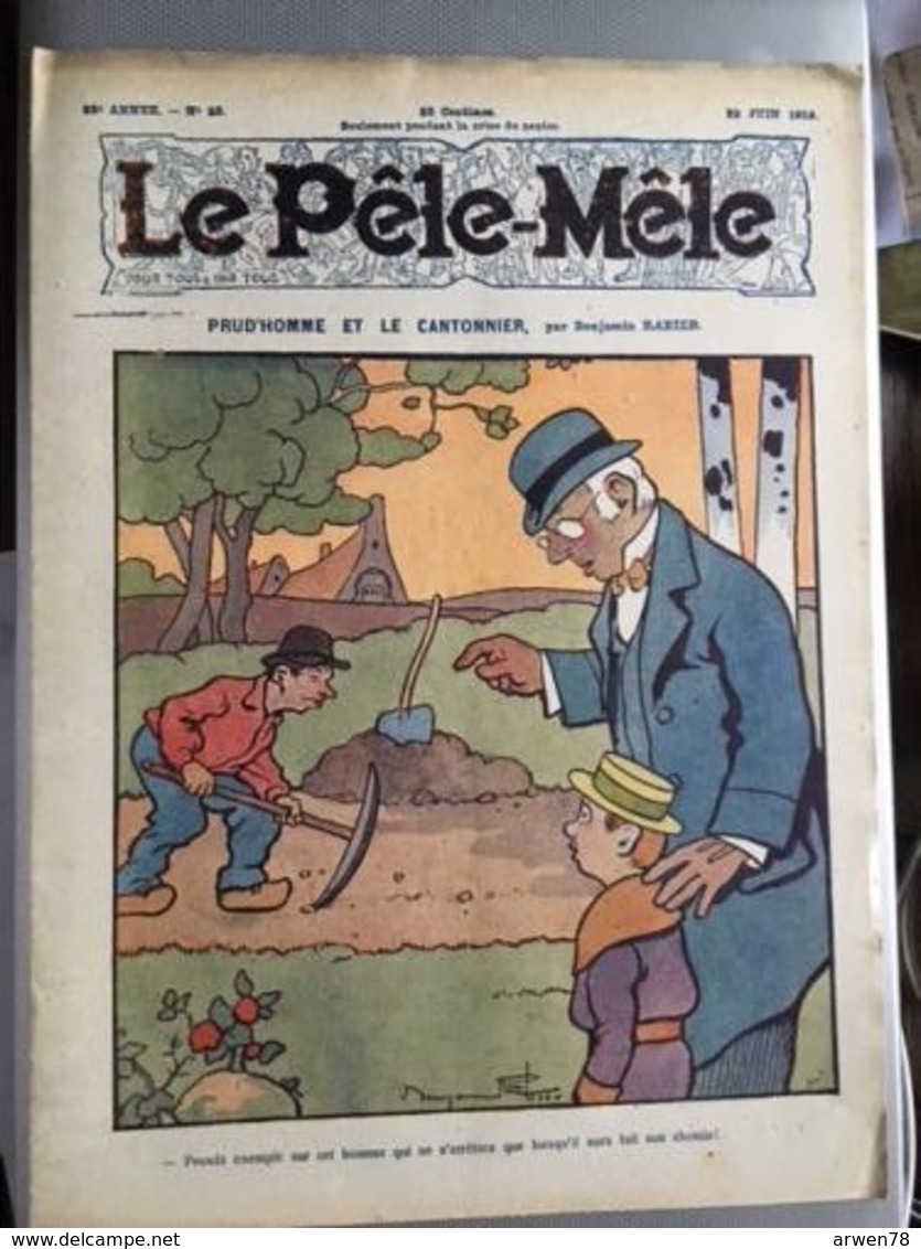 Le Pele Mele  Couverture Par Rabier 22 Juin 1919 Prud'homme Et Le Cantonnier - Autres & Non Classés