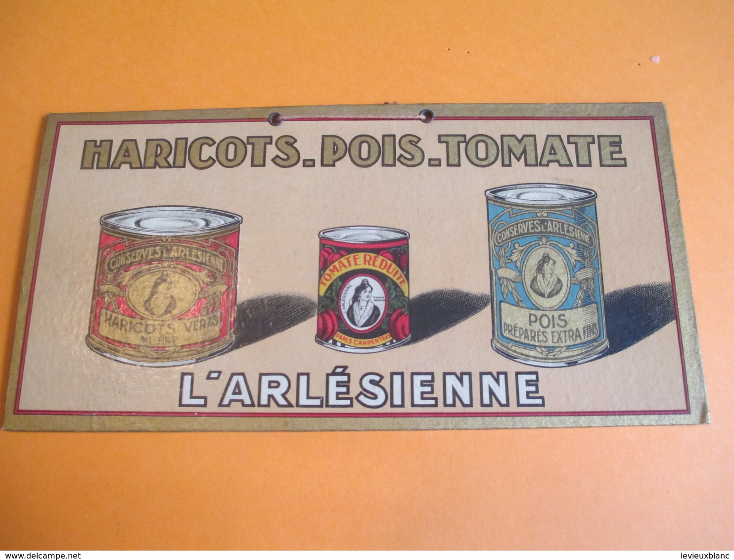 Publicité/ Plaque Carton/ L'Arlésienne / Haricots-Pois-Tomates/Paris - CARPENTRAS/ Vers 1930-50     BFP205 - Plaques En Carton
