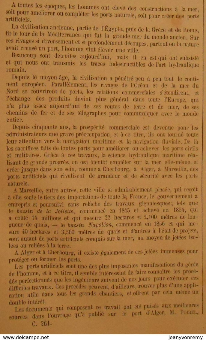 Plan De L'exploitation Et Fabrication Des Blocs Naturels Et Artificiels. Ports Et Jetées. 1866 - Travaux Publics