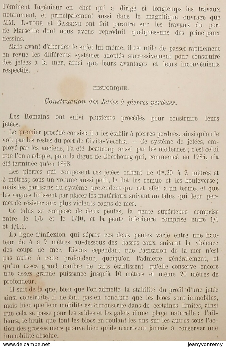 Plan De L'exploitation Et Fabrication Des Blocs Naturels Et Artificiels. Ports Et Jetées. 1866 - Public Works