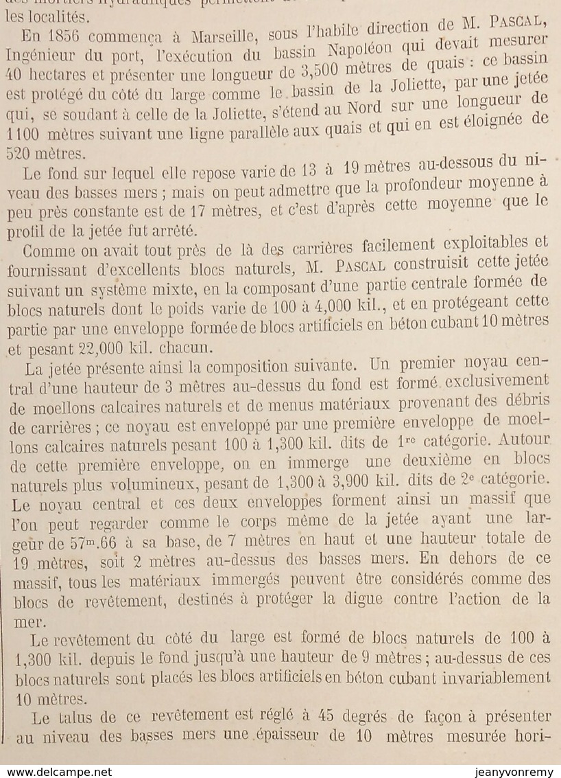 Plan de l'exploitation et fabrication des blocs naturels et artificiels. Ports et Jetées. 1866