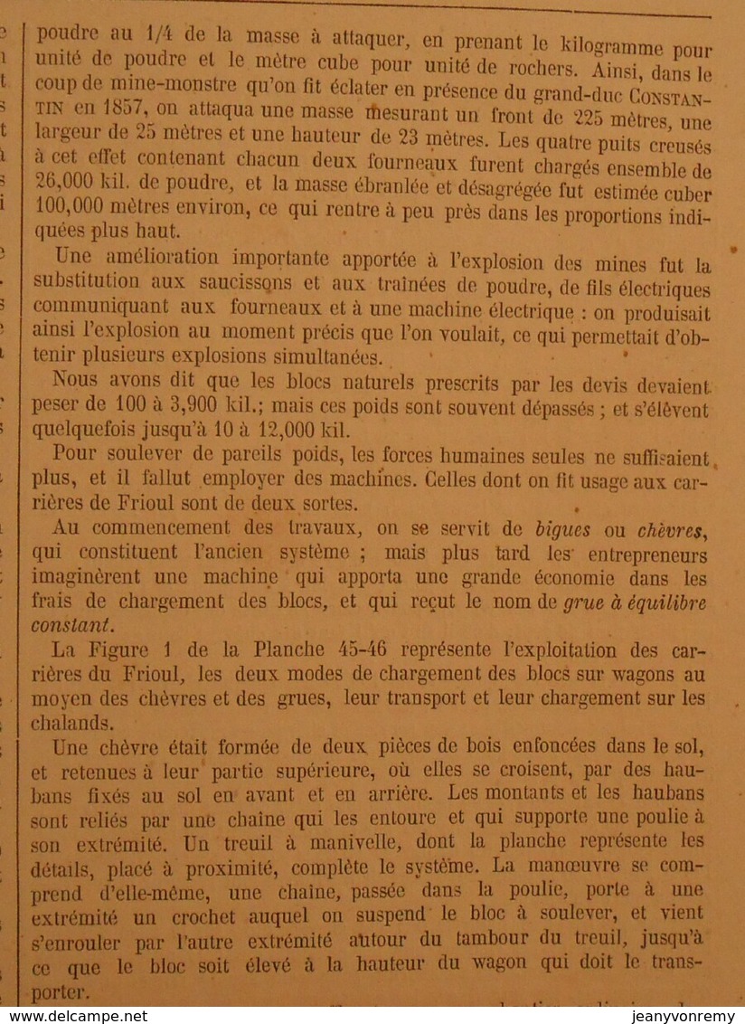 Plan de l'exploitation et fabrication des blocs naturels et artificiels. Ports et Jetées. 1866