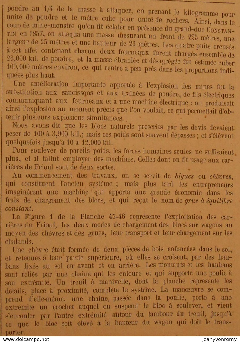 Plan de l'exploitation et fabrication des blocs naturels et artificiels. Ports et Jetées. 1866