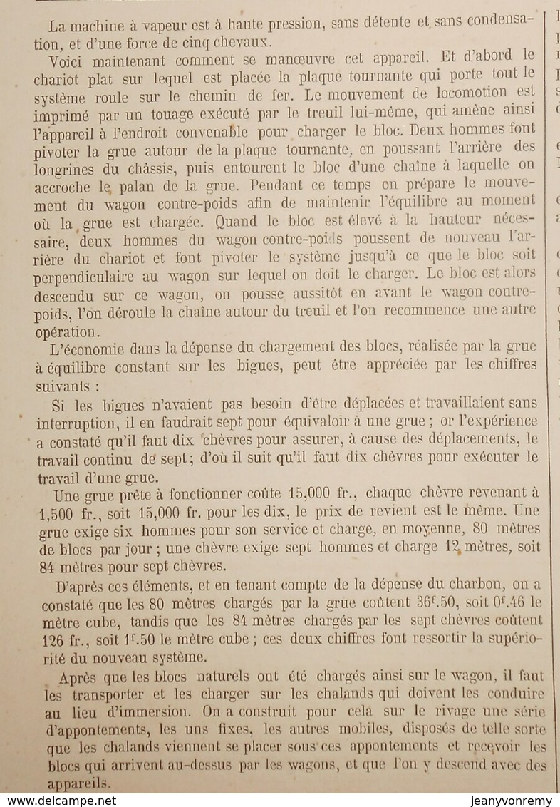 Plan de l'exploitation et fabrication des blocs naturels et artificiels. Ports et Jetées. 1866