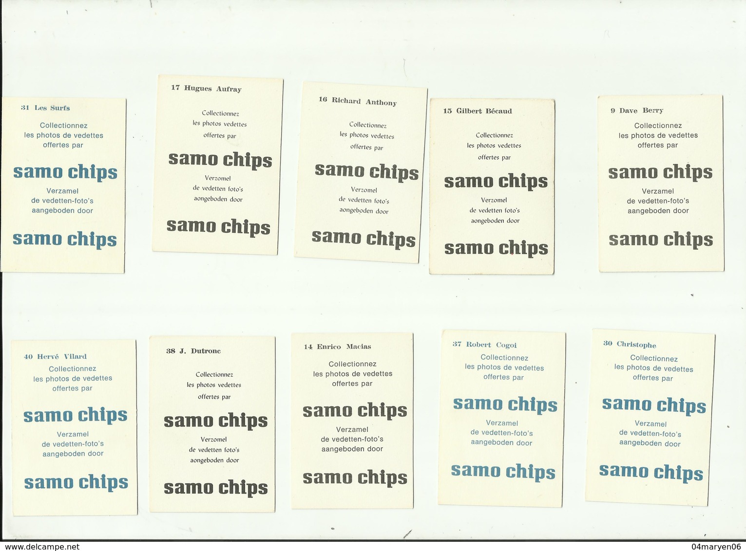 **16 X   Genummerde  Prentjes    ** = "" SAMO  CHIPS   "" - Photos