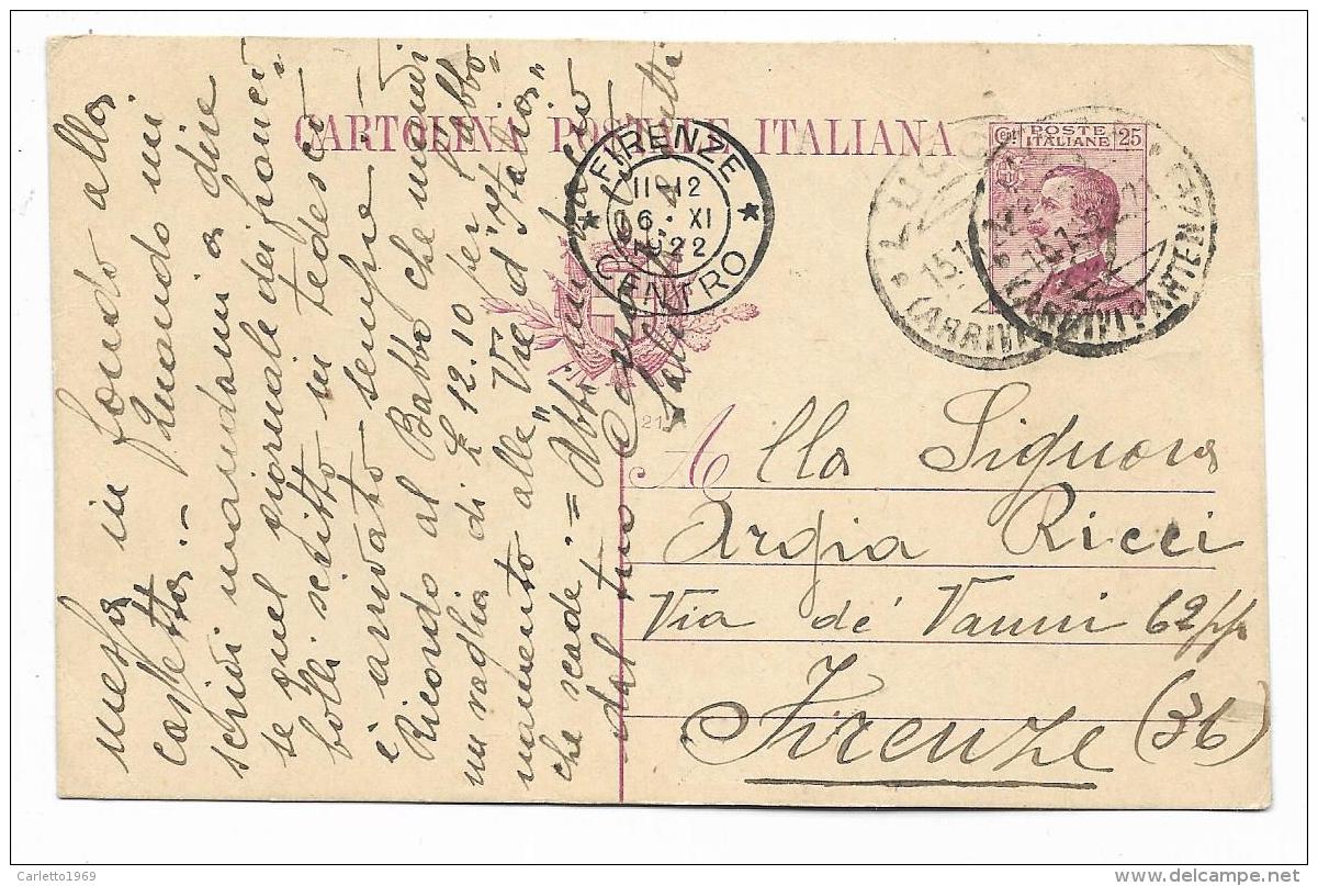 CART. POSTALE 1922 DA LUCCA A FIRENZE VIAGGIATA  FP - Storia Postale