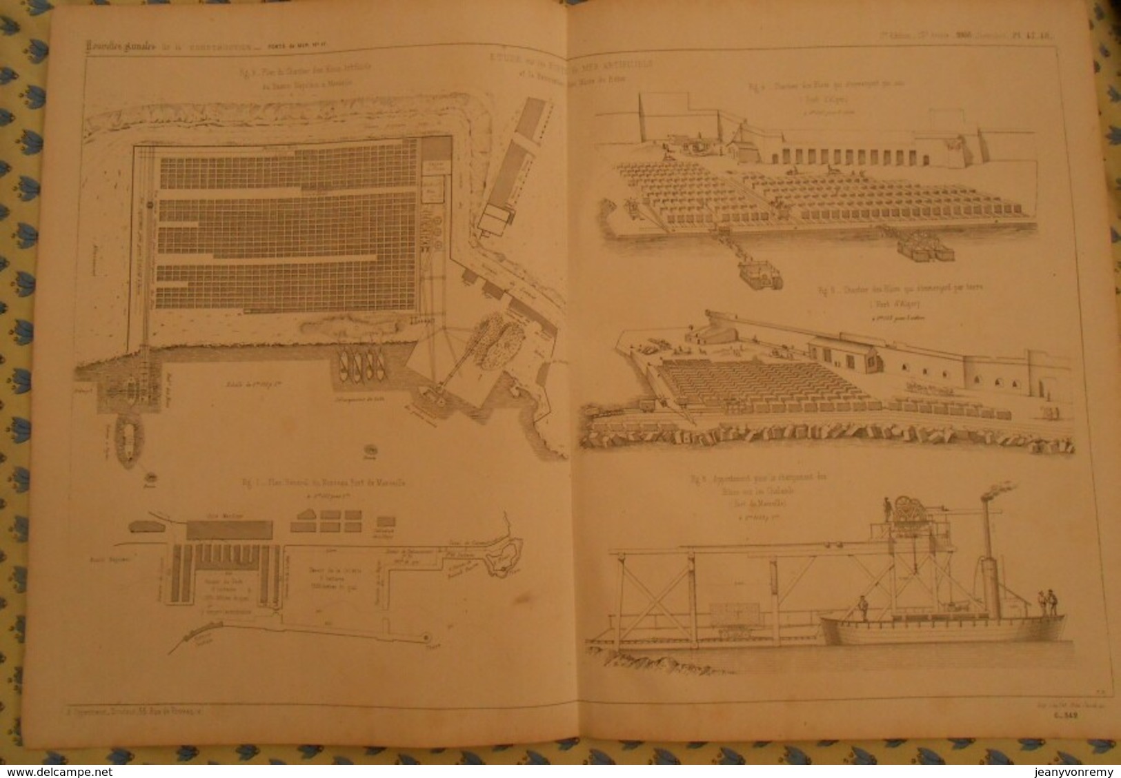 Plan De L'étude Sur Les Ports De Mer Artificiels Et La Fabrication Des Blocs De Béton. 1866 - Travaux Publics