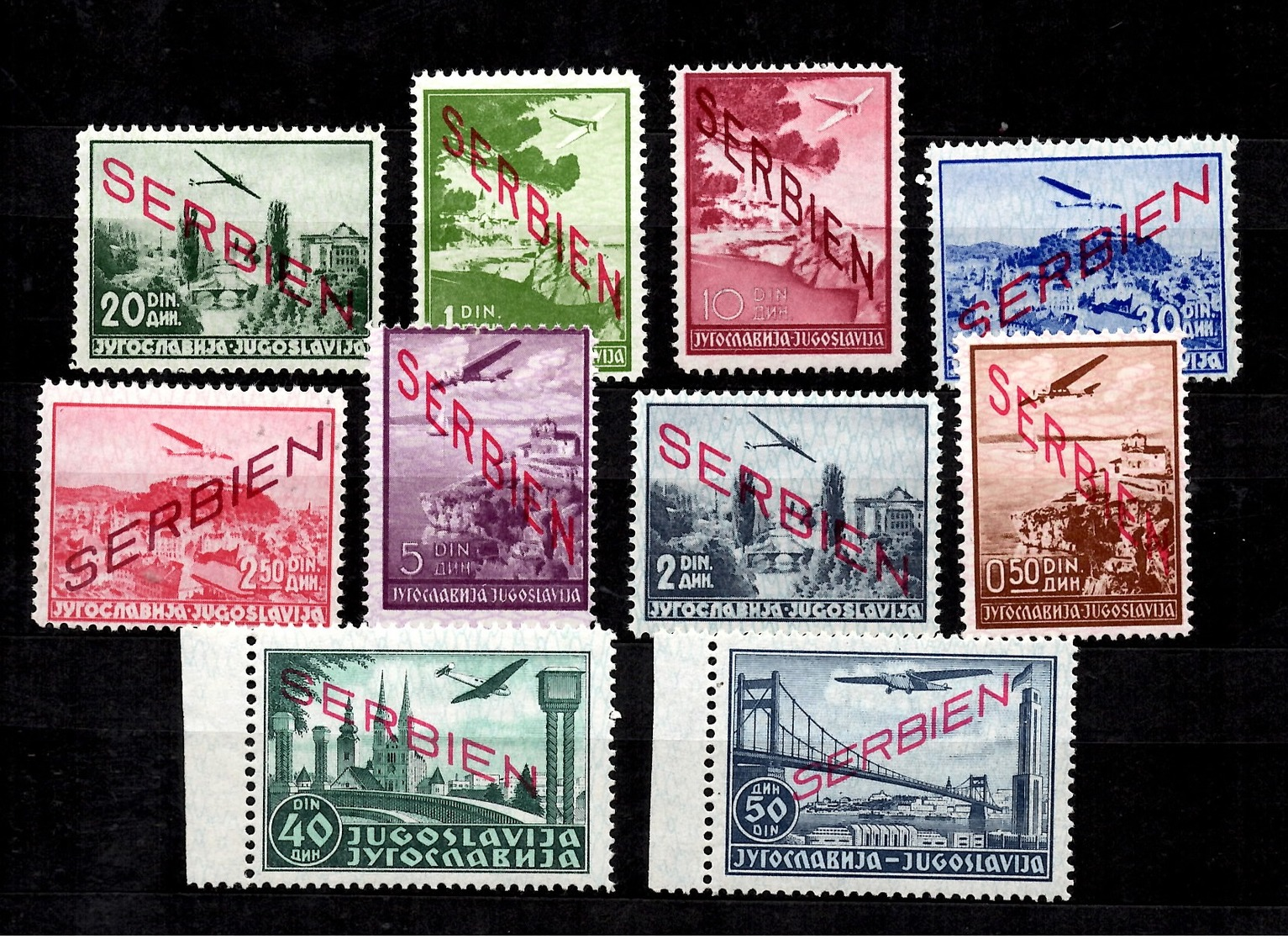 Serbie Occupation Allemande Poste Aérienne YT N° 1/10 Neufs ** MNH. TB. A Saisir! - Occupation 1938-45