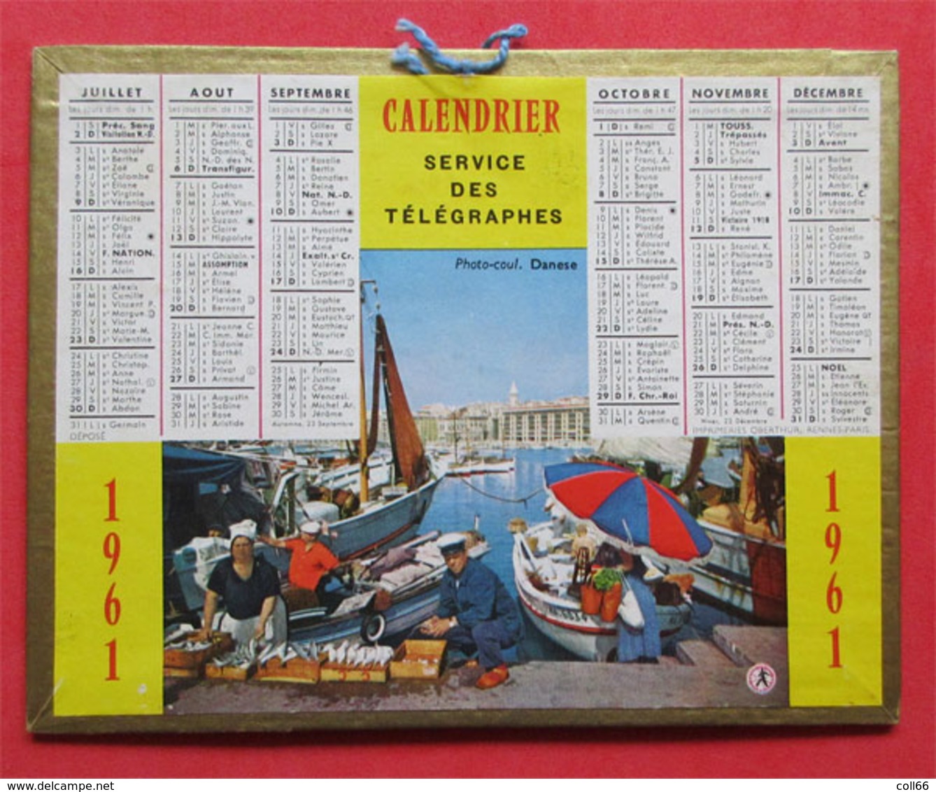 1961 Petit Calendrier Service Des Télégraphes PM 10.3 X 13.3 Cms Bon état Dans Son Jus - Petit Format : 1961-70