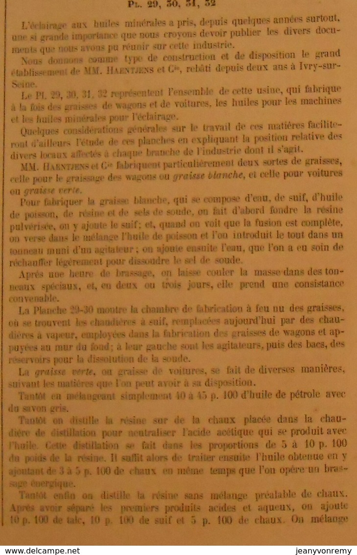 Plan D'une Fabrique De Graisses Pour Voitures Et Huiles Minérales à Ivry Dans La Seine.1866 - Travaux Publics