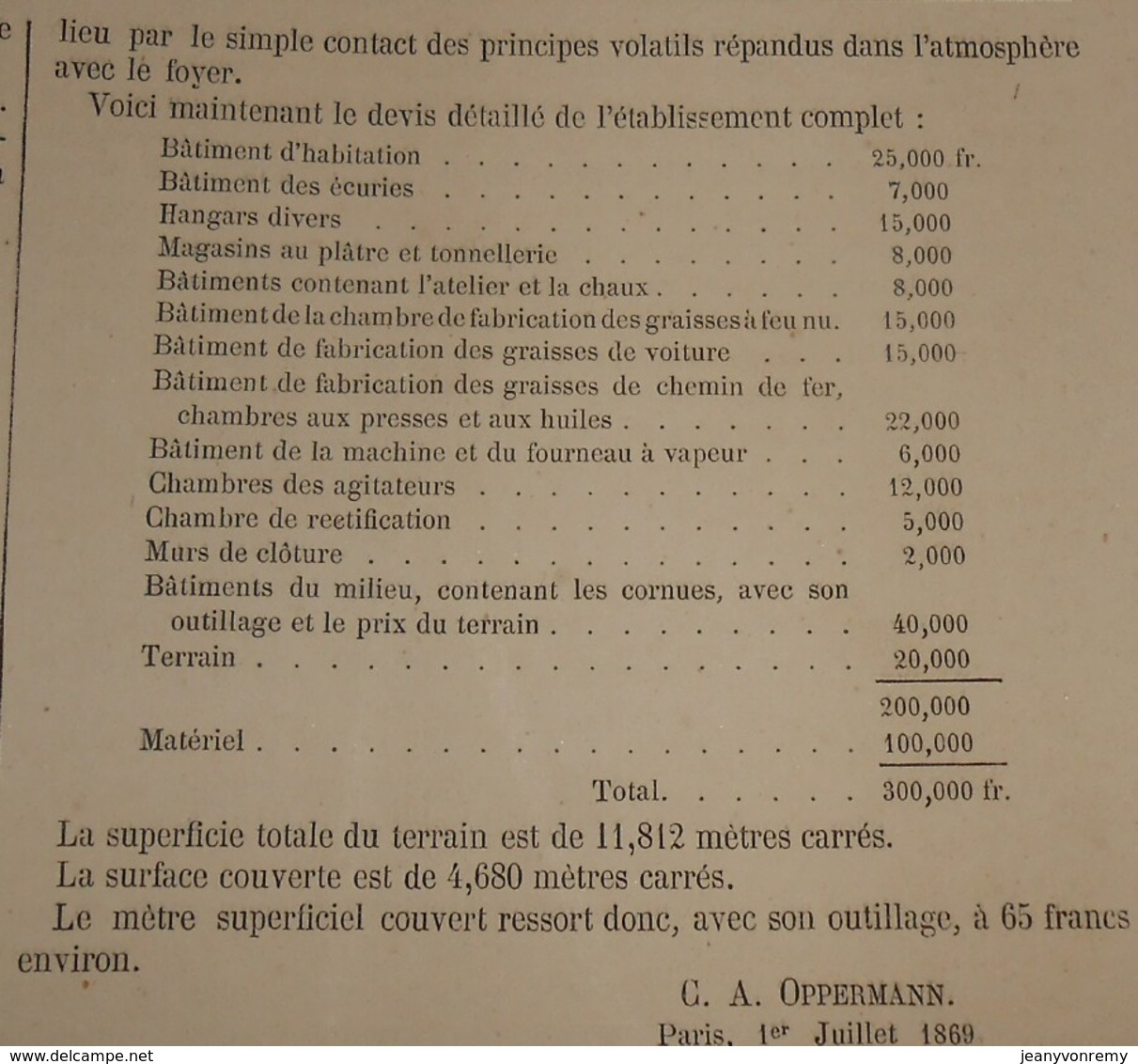 Plan D'une Fabrique De Graisses Pour Voitures Et Huiles Minérales à Ivry Dans La Seine.1866 - Public Works