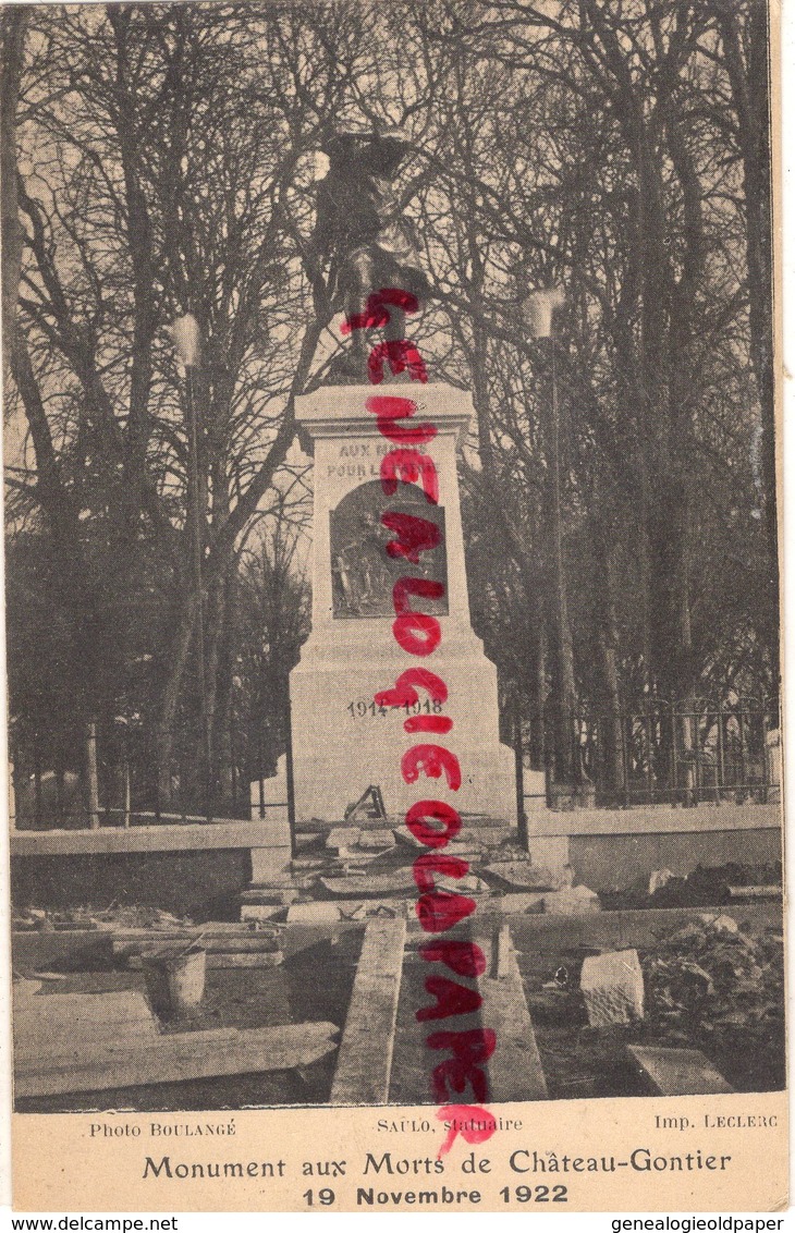 53-  CHATEAU GONTIER- MONUMENTS AUX MORTS - 19 NOVEMBRE 1922 - Chateau Gontier
