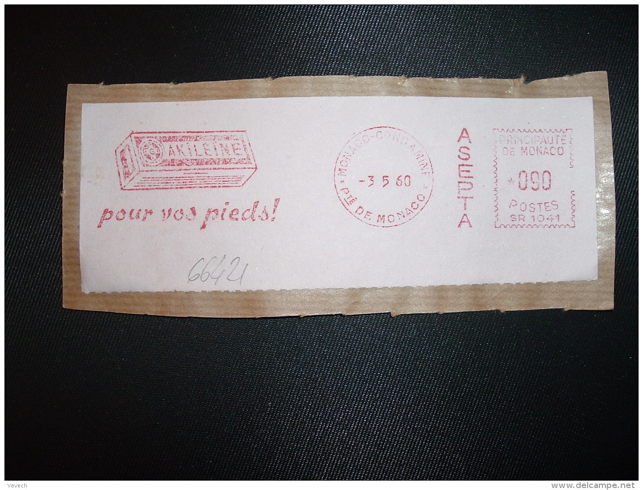 FRAGMENT EMA SR 1041 à 090 Du 3 5 60 MONACO CONDAMINE + ASEPTA + AKILEINE Pour Vos Pieds! - Franking Machines (EMA)