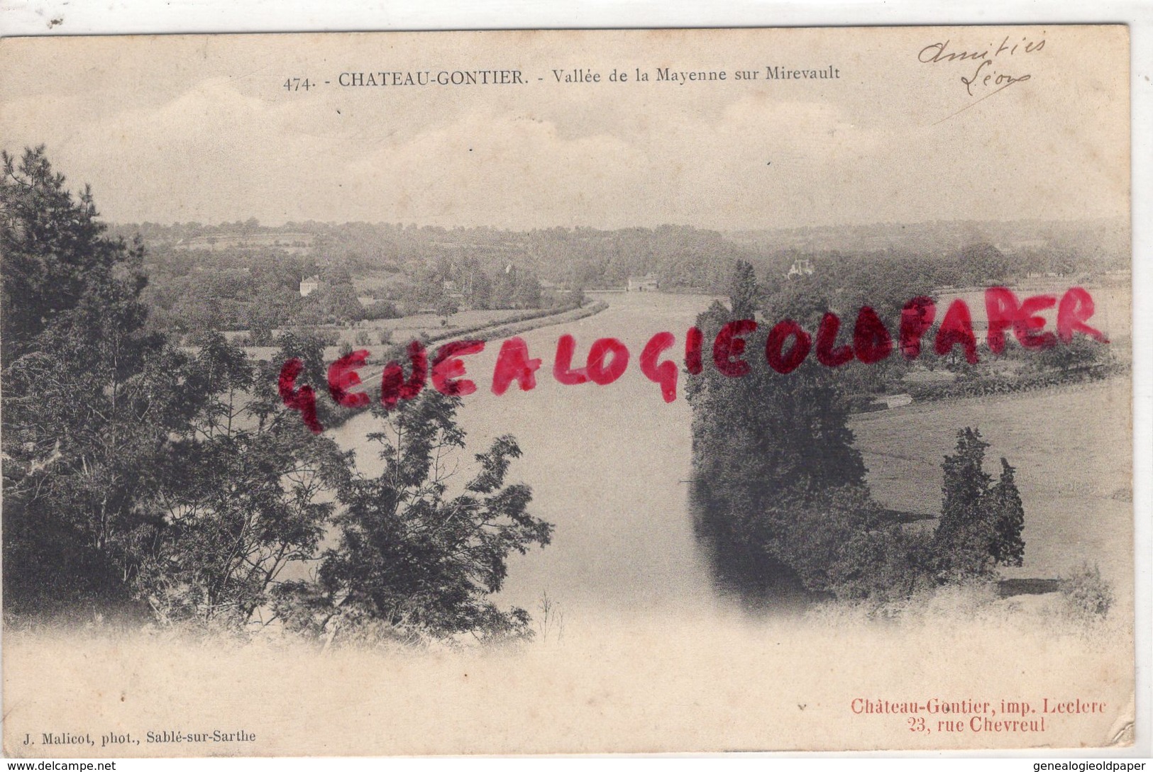 53-  CHATEAU GONTIER- VALLEE DE LA MAYENNE SUR MIREVAULT - CARTE PRECURSEUR - Chateau Gontier